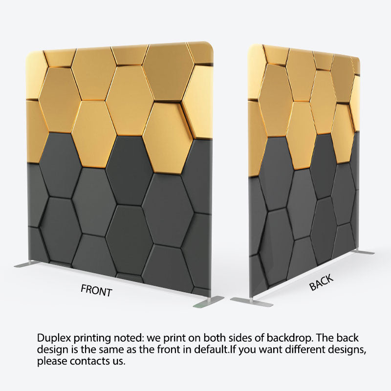 Aperturee - Aperturee Black And Gold Hexagon Wall Fabric Party Backdrop