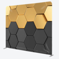 Aperturee - Aperturee Black And Gold Hexagon Wall Fabric Party Backdrop