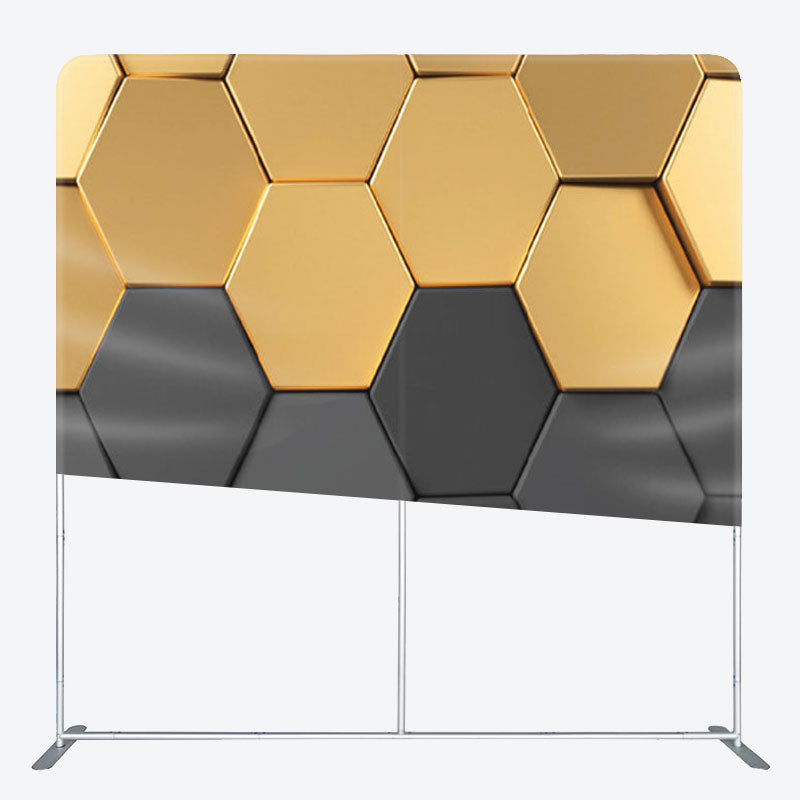 Aperturee - Aperturee Black And Gold Hexagon Wall Fabric Party Backdrop