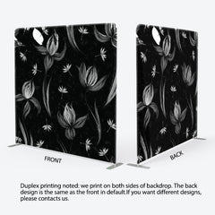 Aperturee - Aperturee Black And White Floral Painting Backdrop Cover For Party