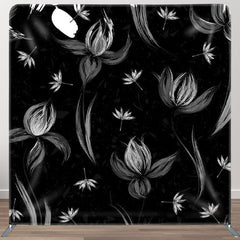 Aperturee - Aperturee Black And White Floral Painting Backdrop Cover For Party