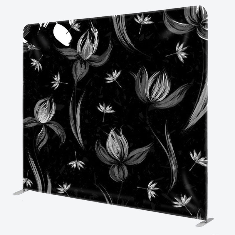 Aperturee - Aperturee Black And White Floral Painting Backdrop Cover For Party