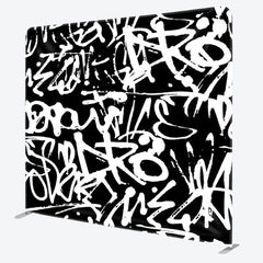 Aperturee - Aperturee Black And White Grafitti Fabric Party Backdrop Cover