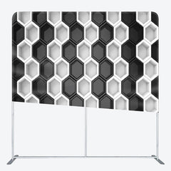 Aperturee - Aperturee Black And White Hexagonal Puzzle Backdrop For Party