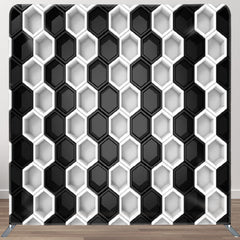 Aperturee - Aperturee Black And White Hexagonal Puzzle Backdrop For Party