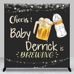 Aperturee - Aperturee Black Beer Cheers Custom Name Baby Shower Backdrop