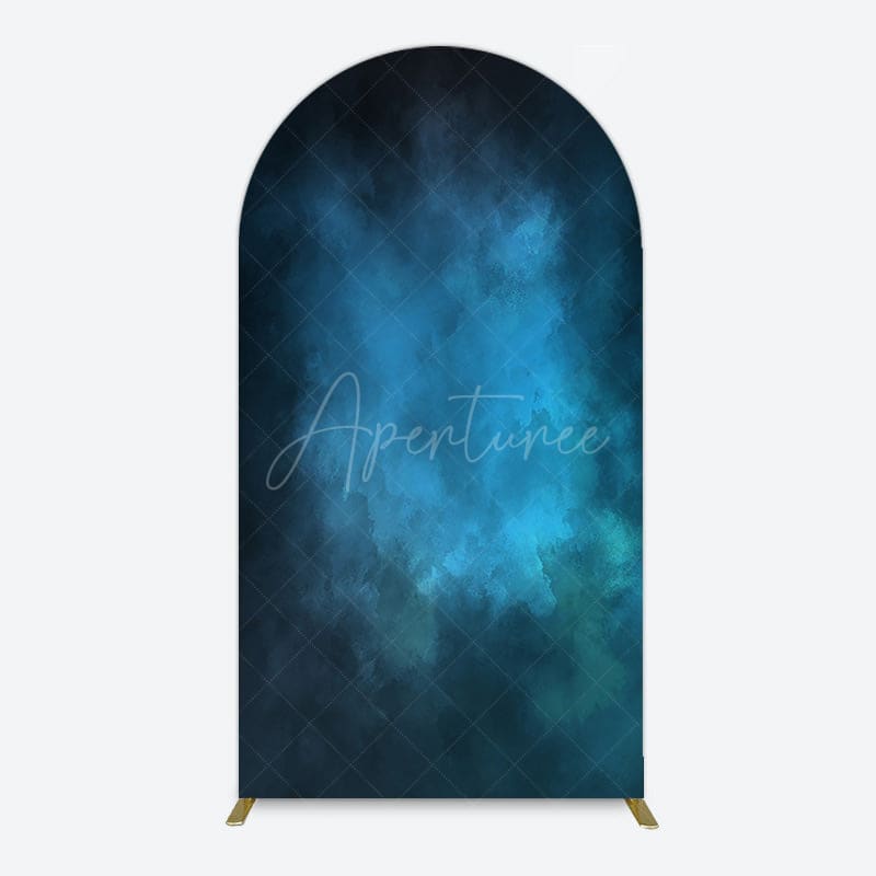 Aperturee - Aperturee Black Blue Abstract Texture Birthday Arch Backdrop