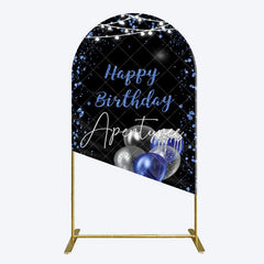 Aperturee - Aperturee Black Blue Glitter Balloons Birthday Arch Backdrop