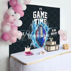 Aperturee - Aperturee Black Blue Rugby Game Time Sport Birthday Backdrop