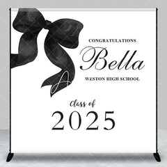 Aperturee - Aperturee Black Bow Class of 2025 Custom Graduation Backdrop