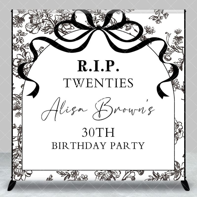 Aperturee - Aperturee Black Bow Rip Twenties Custom 30th Birthday Backdrop