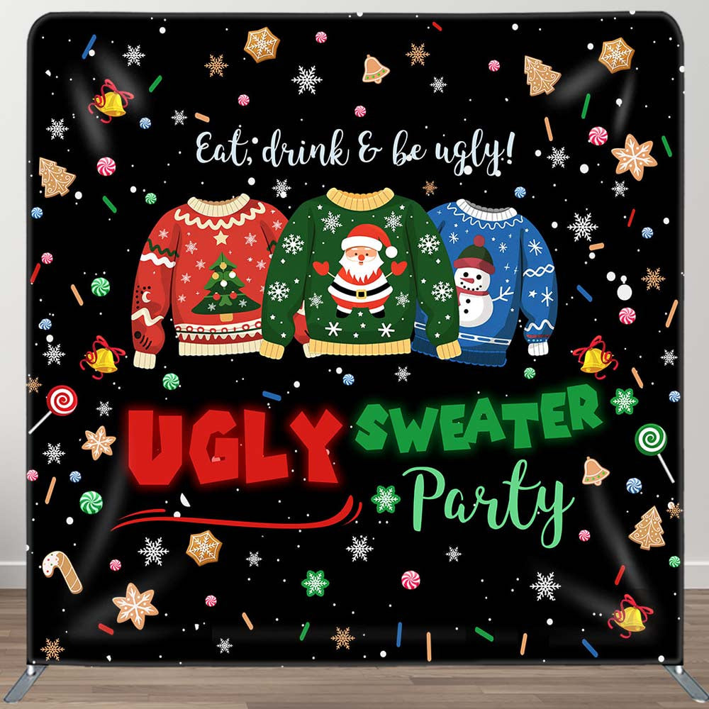 Aperturee - Aperturee Black Candy Ugly Sweater Pillow Cover Backdrop