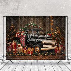 Aperturee - Aperturee Black Car Light Xmas Trees Forest Christmas Backdrop