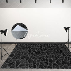 Aperturee - Aperturee Black Caved Grey Gravel Texture Fabric Floor Backdrop