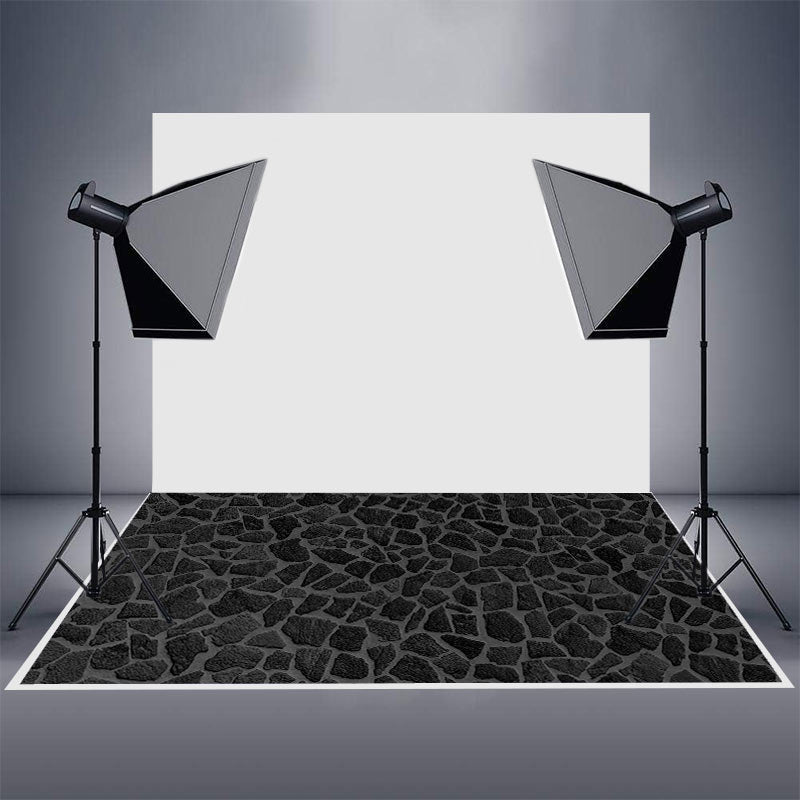 Aperturee - Aperturee Black Caved Grey Gravel Texture Rubber Floor Mat