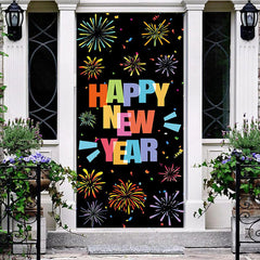 Aperturee - Aperturee Black Colorful Bloom Sparkle New Year Door Cover