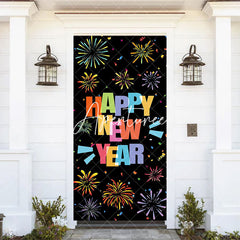 Aperturee - Aperturee Black Colorful Bloom Sparkle New Year Door Cover