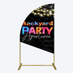 Aperturee - Aperturee Black Colorful Lighted Backyard Party Half Moon Arch Backdrop