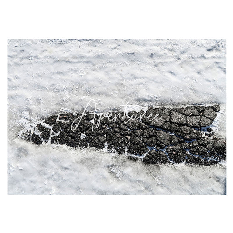 Aperturee - Aperturee Black Cracked Road Melting Snow Rubber Floor Mat