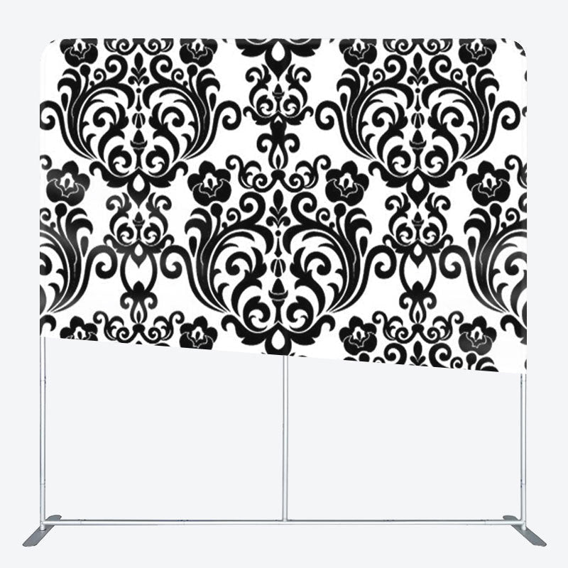 Aperturee - Aperturee Black Crown Demask Pattern White Backdrop For Decor