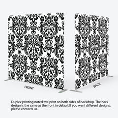 Aperturee - Aperturee Black Crown Demask Pattern White Backdrop For Decor