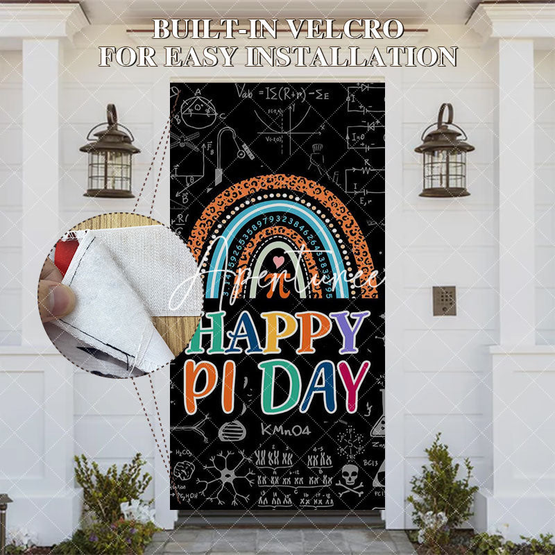 Aperturee - Aperturee Black Formula Boho Rainbow Happy Pi Day Door Cover