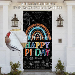 Aperturee - Aperturee Black Formula Boho Rainbow Happy Pi Day Door Cover