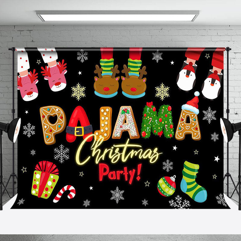 Aperturee - Aperturee Black Gingerbread Pajama Christmas Party Backdrop