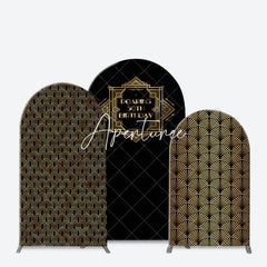 Aperturee - Aperturee Black Gold Artistic Roaring 50th Birthday Arch Backdrop