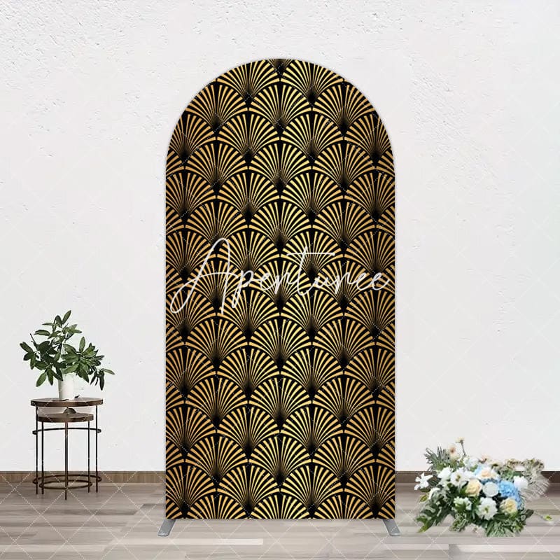 Aperturee - Aperturee Black Gold Artistic Roaring 50th Birthday Arch Backdrop