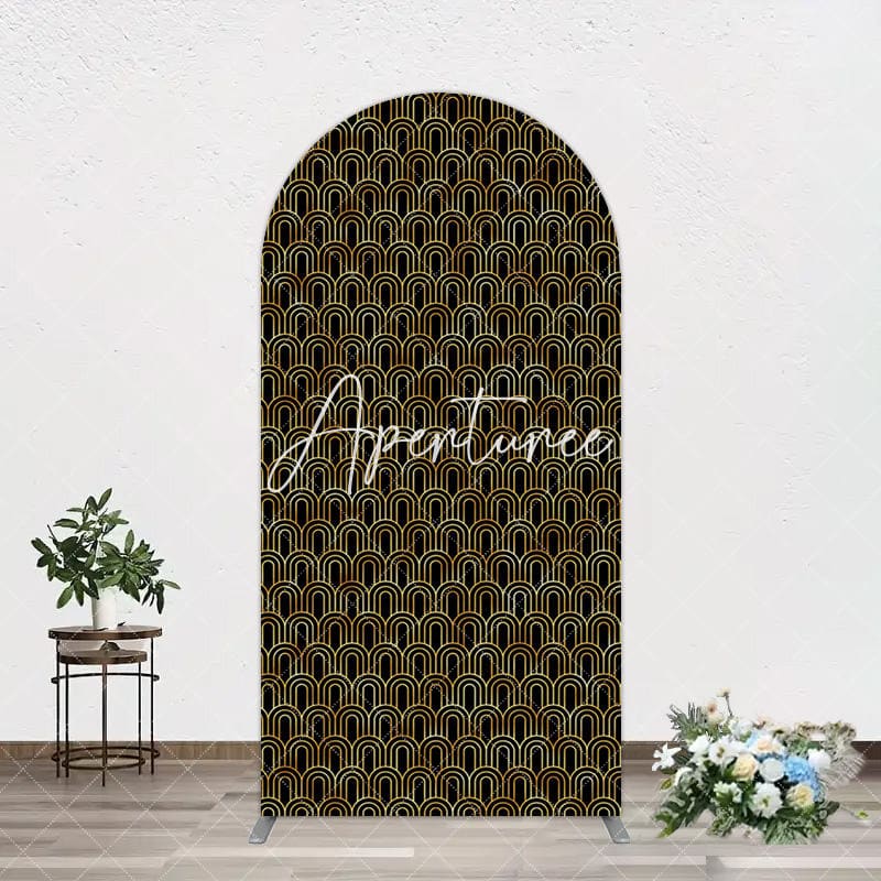 Aperturee - Aperturee Black Gold Artistic Roaring 50th Birthday Arch Backdrop