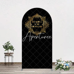 Aperturee - Aperturee Black Gold Artistic Roaring 50th Birthday Arch Backdrop