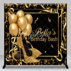 Aperturee - Aperturee Black Gold Bokeh Custom Name Birthday Bash Backdrop