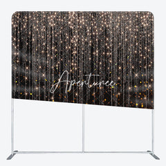 Aperturee - Aperturee Black Gold Bokeh Glitter Square Tension Backdrop