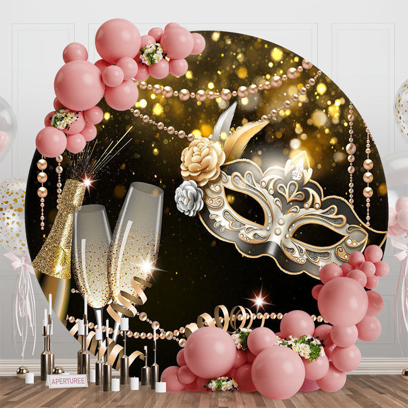 Aperturee - Aperturee Black Gold Bokeh Mask Pearl Round Birthday Backdrop