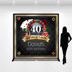 Aperturee - Aperturee Black Gold Casino Custom Name 40th Birthday Backdrop