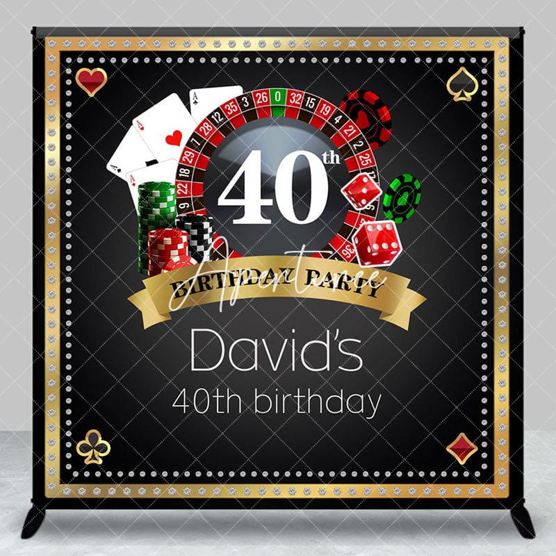 Aperturee - Aperturee Black Gold Casino Custom Name 40th Birthday Backdrop