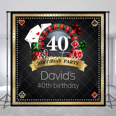 Aperturee - Aperturee Black Gold Casino Custom Name 40th Birthday Backdrop