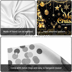 Aperturee - Aperturee Black Gold Christmas And New Year Garage Door Banner