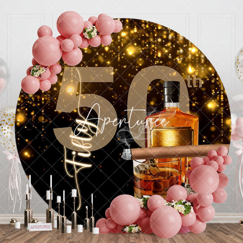 Aperturee - Aperturee Black Gold Cigar Vodka Round 50th Birthday Backdrop