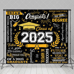 Aperturee - Aperturee Black Gold Class of 2025 Cheers Graduation Backdrop