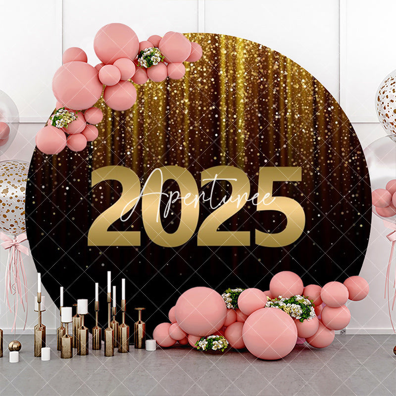 Aperturee - Aperturee Black Gold Glitter 2025 Round Graduation Backdrop