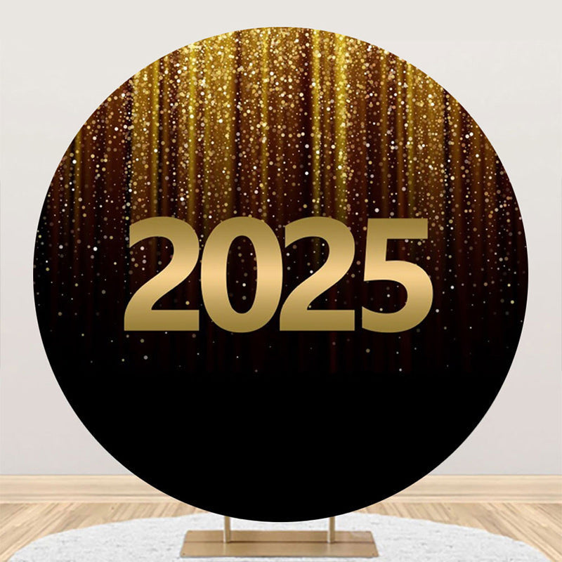 Aperturee - Aperturee Black Gold Glitter 2025 Round Graduation Backdrop