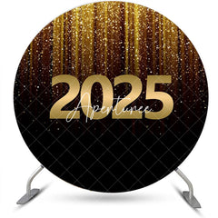 Aperturee - Aperturee Black Gold Glitter 2025 Round Graduation Backdrop