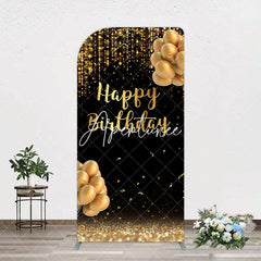 Aperturee - Aperturee Black Gold Glitter Balloons Birthday Arch Backdrop