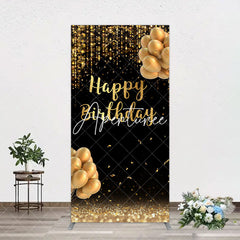 Aperturee - Aperturee Black Gold Glitter Balloons Birthday Arch Backdrop