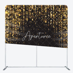 Aperturee - Aperturee Black Gold Glitter Bokeh Pillow Cover Backdrop