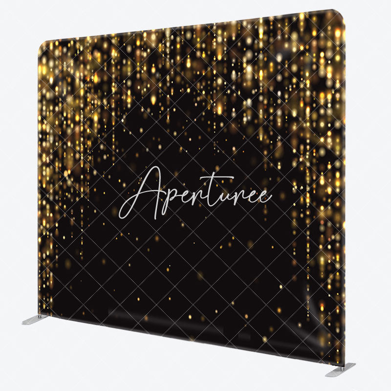 Aperturee - Aperturee Black Gold Glitter Bokeh Pillow Cover Backdrop