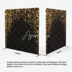 Aperturee - Aperturee Black Gold Glitter Bokeh Pillow Cover Backdrop