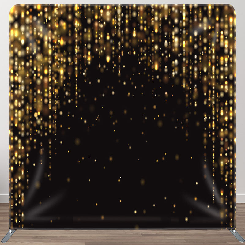 Aperturee - Aperturee Black Gold Glitter Bokeh Pillow Cover Backdrop